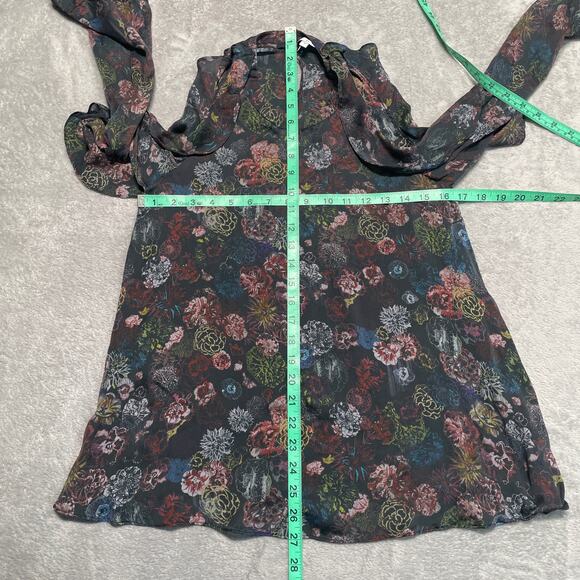 IRO Blouse 36 Small Ciclan Cold Shoulder Antique Dark Floral Silk Bell Sleeve - Picture 11 of 13